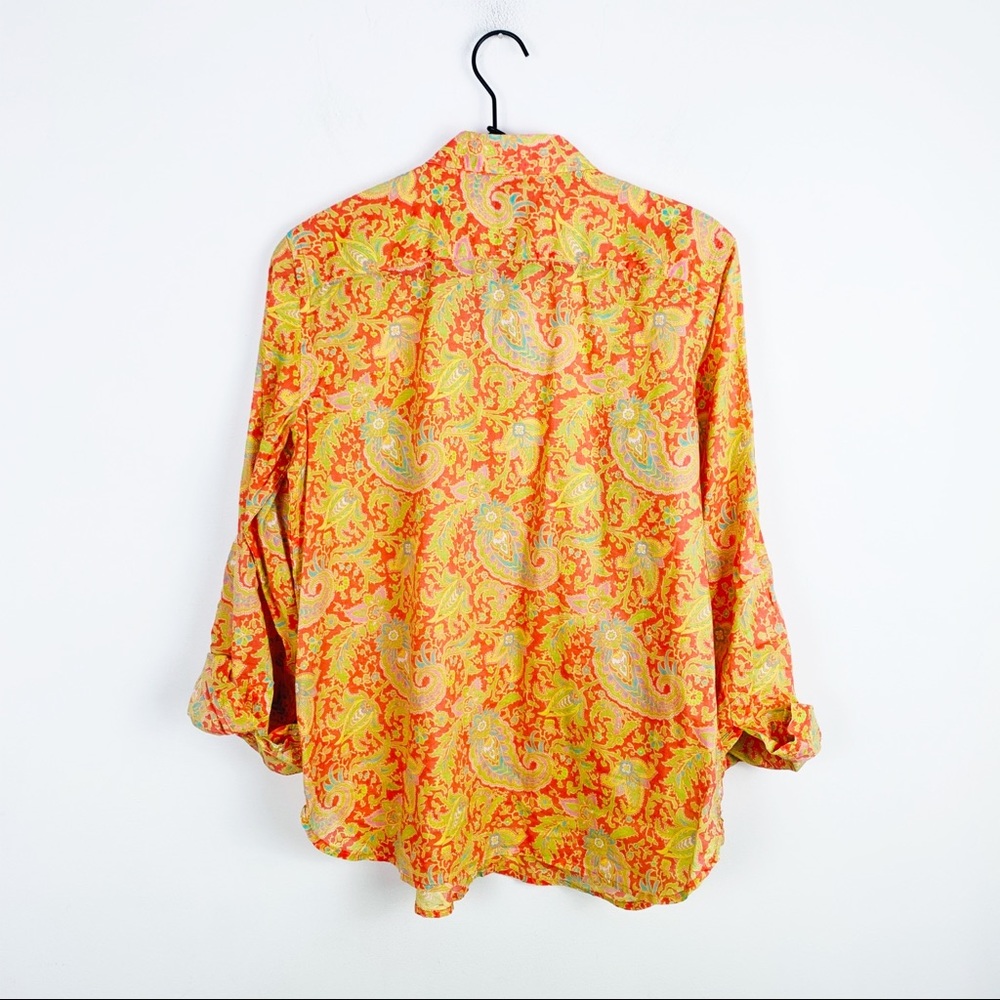 🌵5/$30 Lauren Ralph cotton paisley button down m - Picture 7 of 7